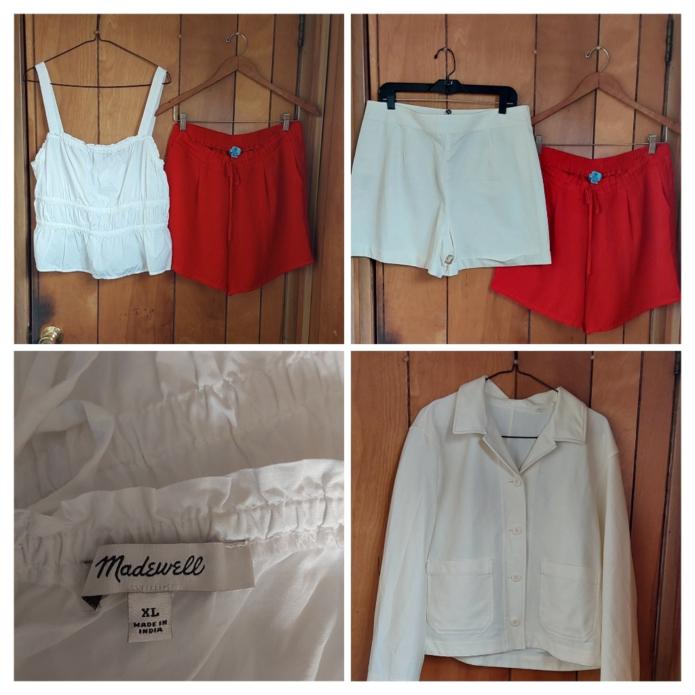 White Sleeveless Top and Red Shorts Set Bundle View Pictures